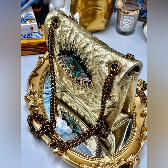 🆕 KURT GEIGER LONDON 🧿NWOT Leather Mini Kensington Rhinestone Eye Crossbody - Picture 10 of 15